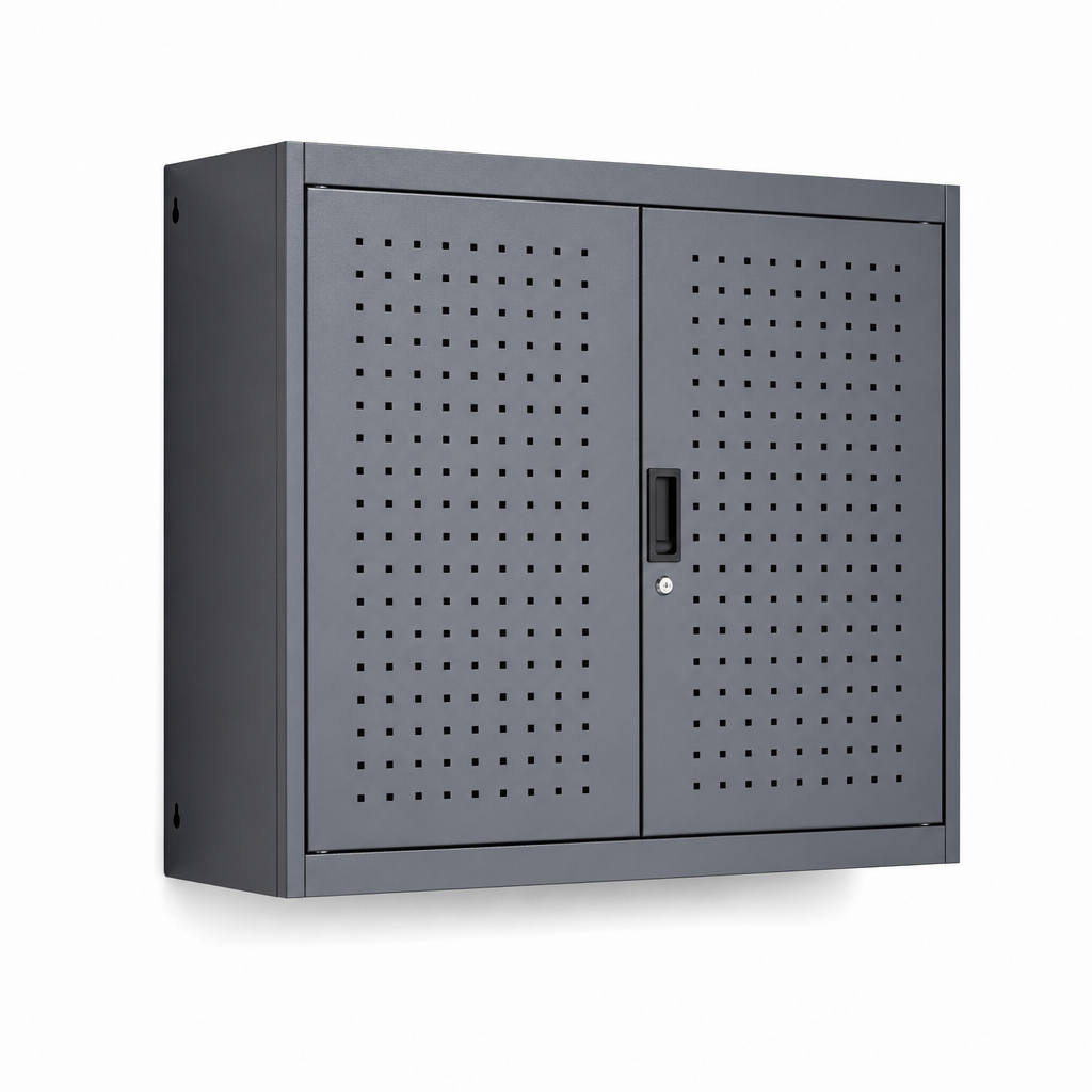 Wall Mounted Steel Tool Cabinet with Perforated Doors 700x525x325mm