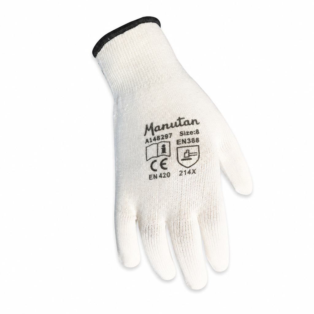 White Knitted Cotton Work Gloves - Light-Duty Protection