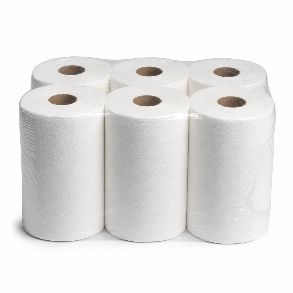 White Wiping Paper Rolls Pack of 6