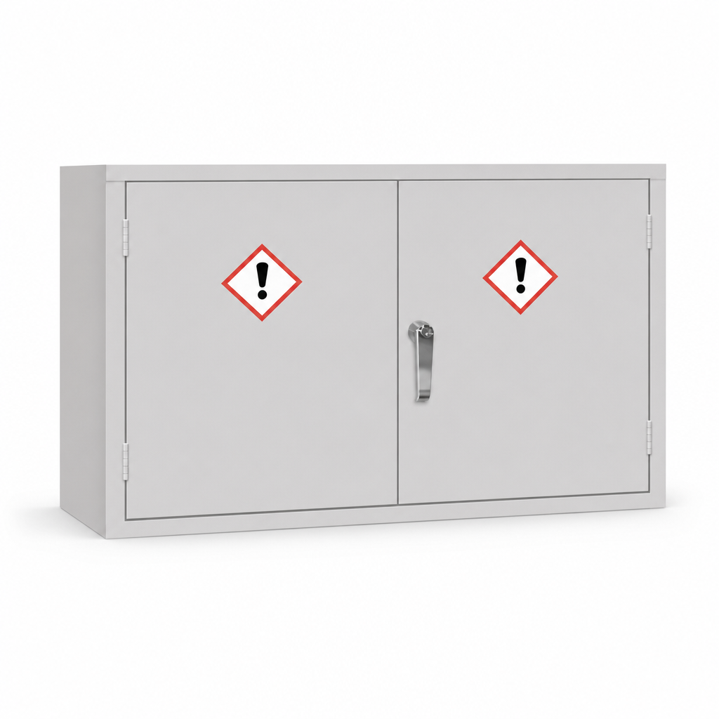 Wide Grey COSHH Hazardous Chemical Storage Cabinet