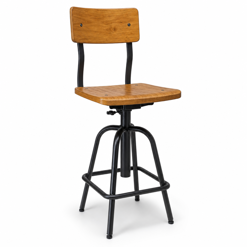 Wooden Workshop Chair with High Backrest