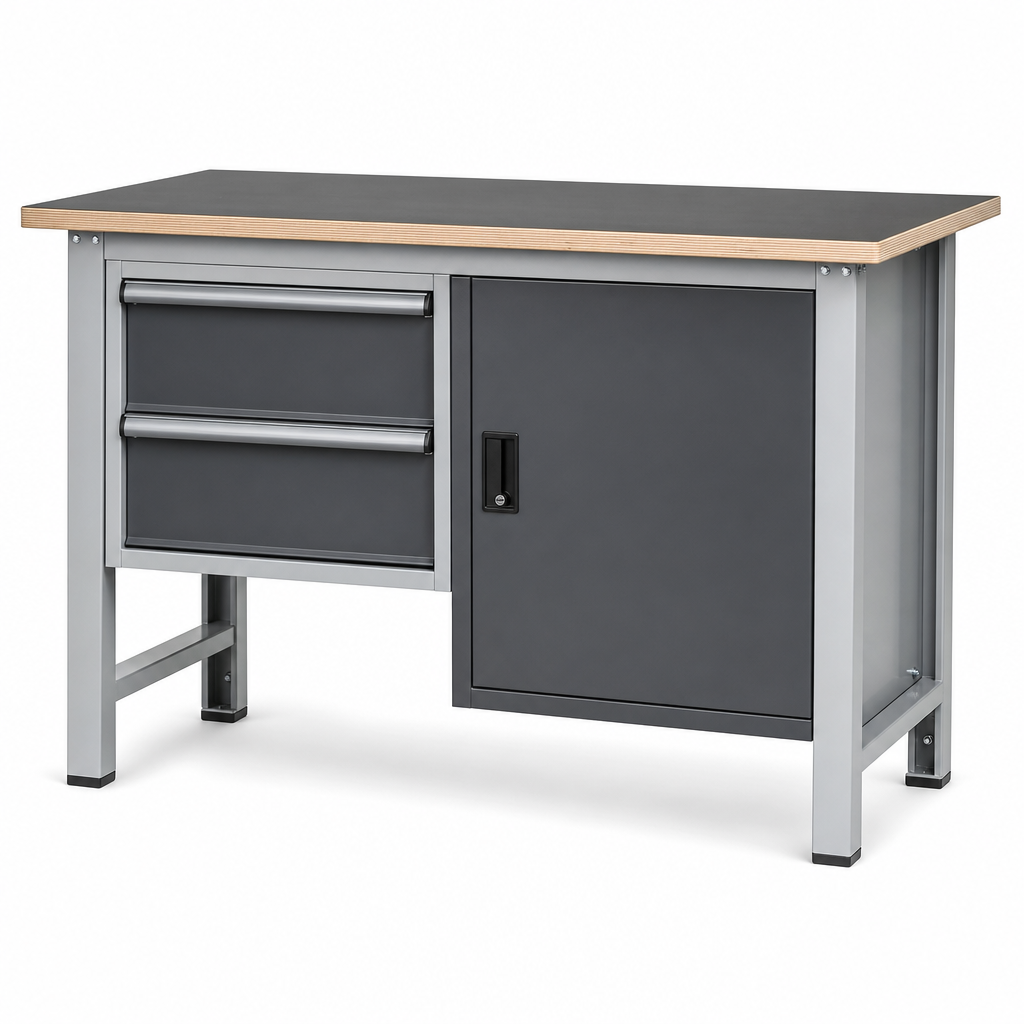 Workbench with Drawers, Cupboard and Multiplex or Linoleum Top