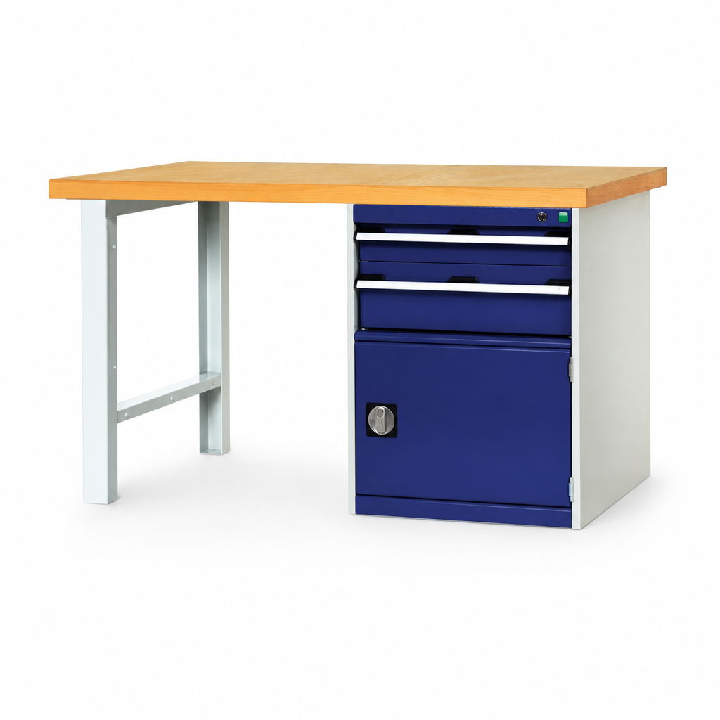 Workbench with Drawers, Cupboard and Multiplex or Linoleum Top