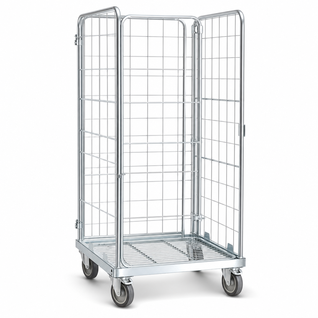 Zinc-Plated Steel Safety Roll Container 600kg Capacity