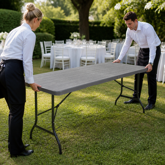 Commercial Wood-Effect Folding Table 6ft for Function Rooms