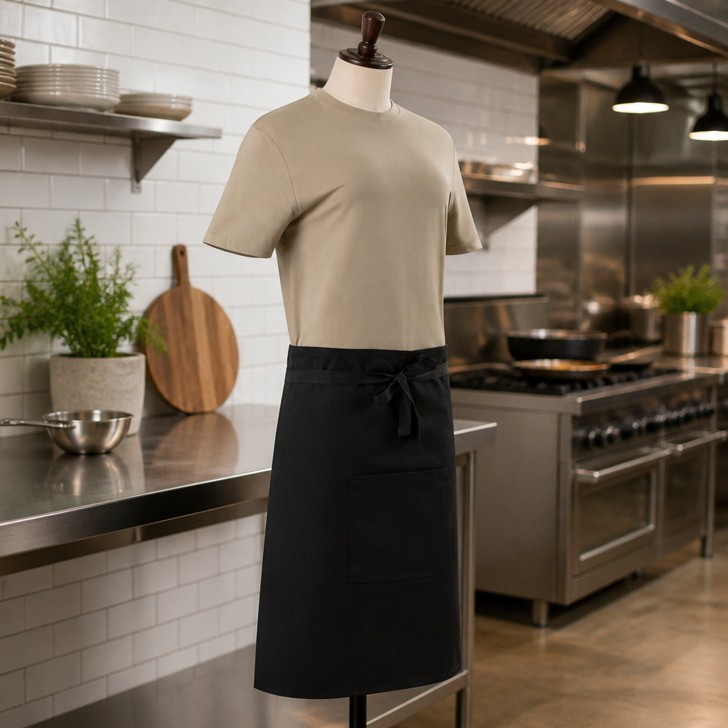 Commercial Cotton Canvas Bistro Apron Black 950x650mm