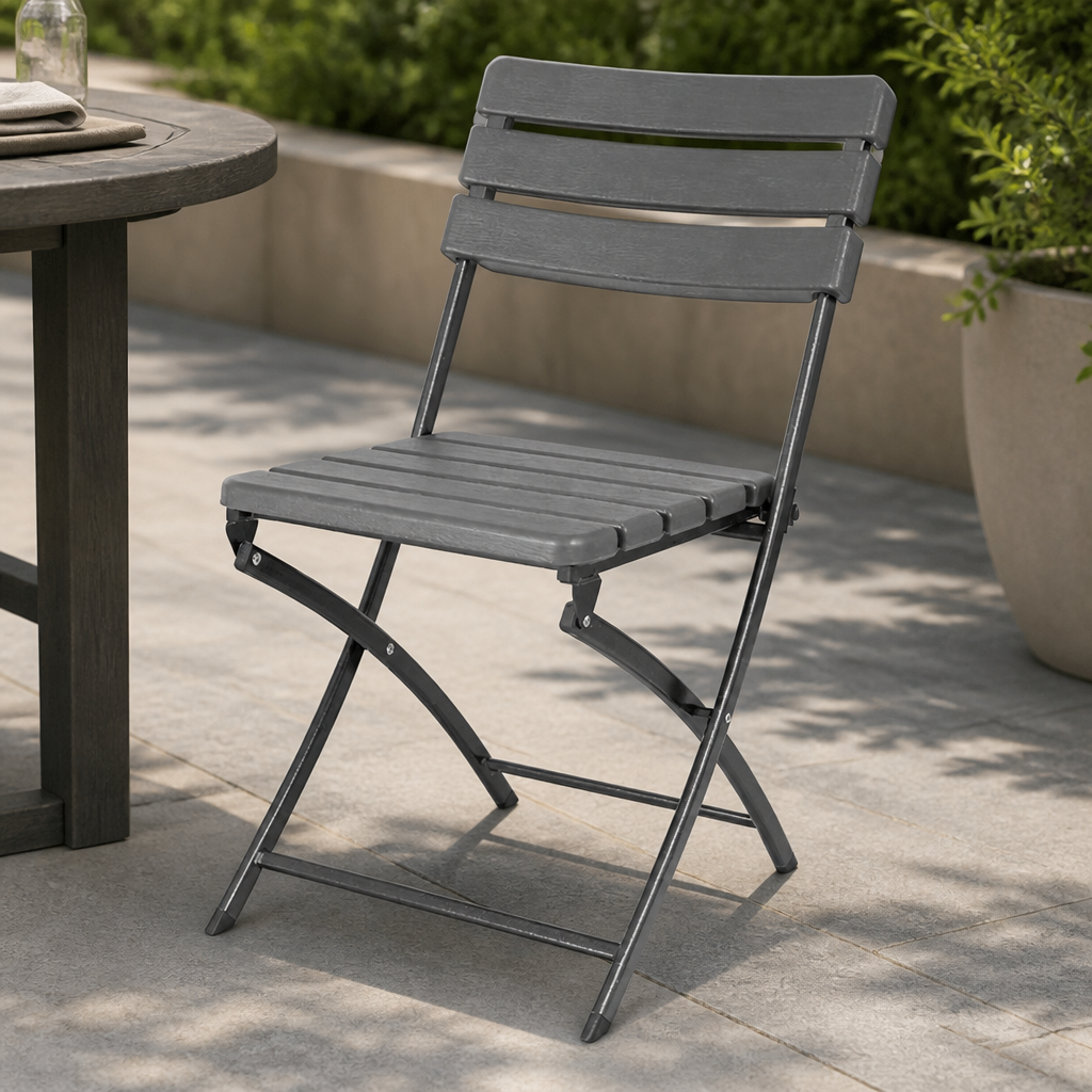 Commercial Folding Chairs Grey Wood Effect 2 Pack