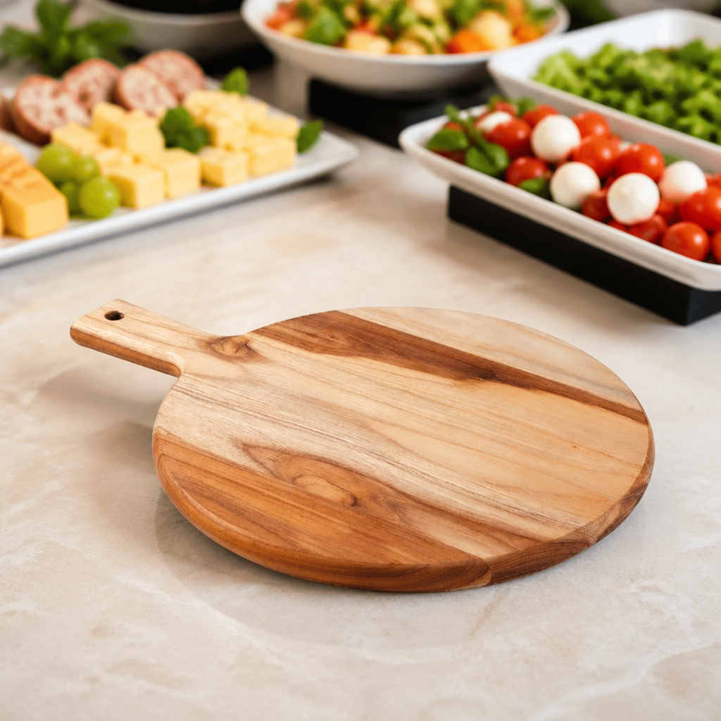 300mm wooden chopping board with handle for commercial use