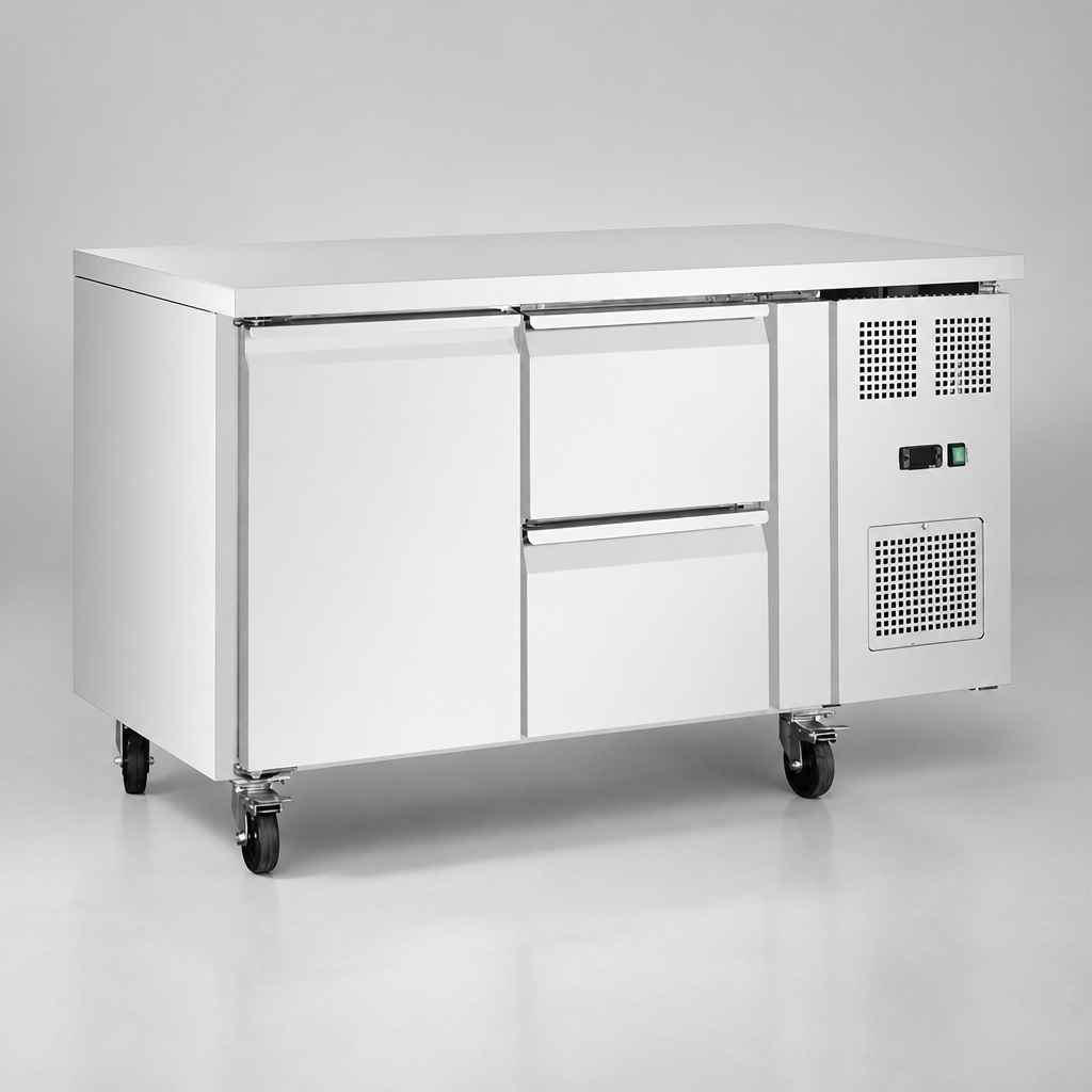 Commercial Counter Fridge 314Ltr 1 Door 2 Drawer Stainless Steel