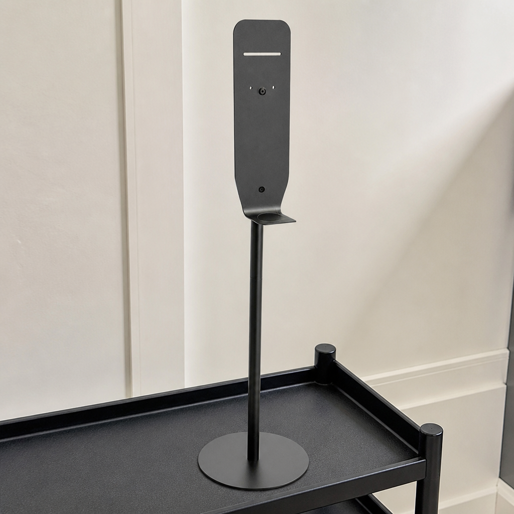 Commercial Soap Dispenser Stand Black with Drip Tray 1485mm