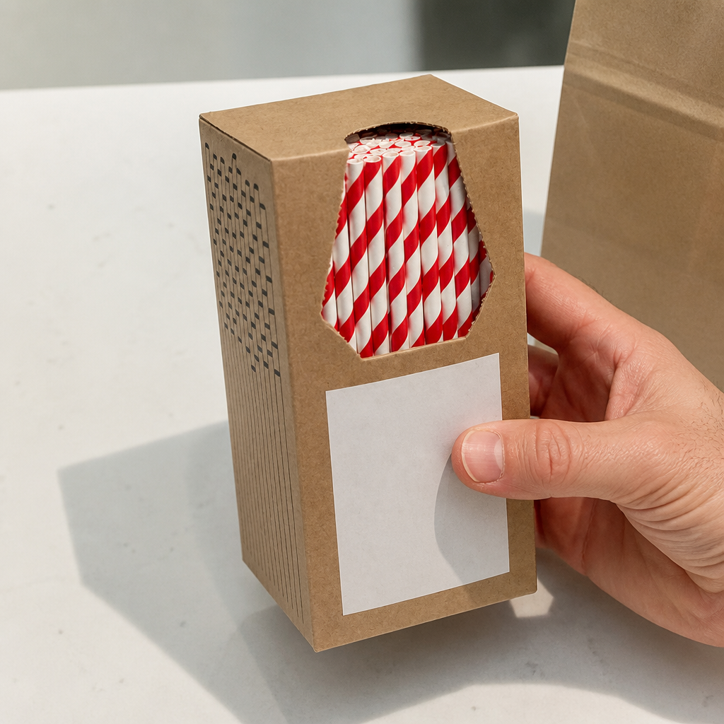 Commercial Paper Straws 6mm Bore Red & Striped 250 Pack