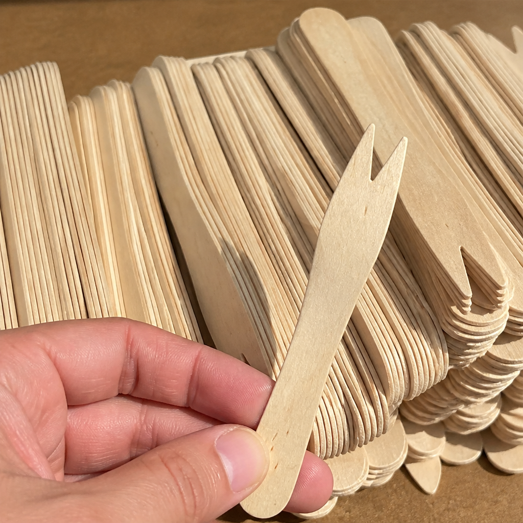 Compostable Wooden Chip Forks 1000 Pack Catering Cutlery