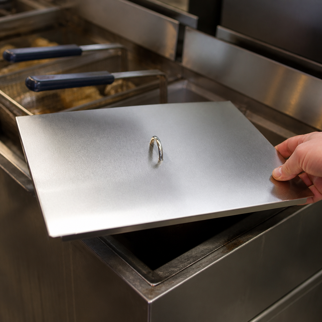 18 inch commercial fryer lid replacement part in silver finish