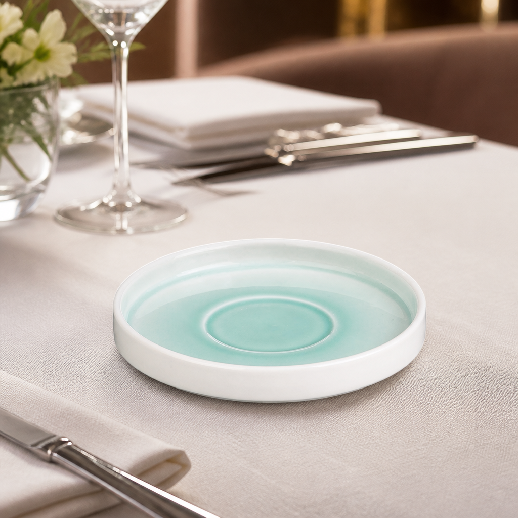 Commercial Fondant Saucers Mint 155mm 6 Pack Porcelain