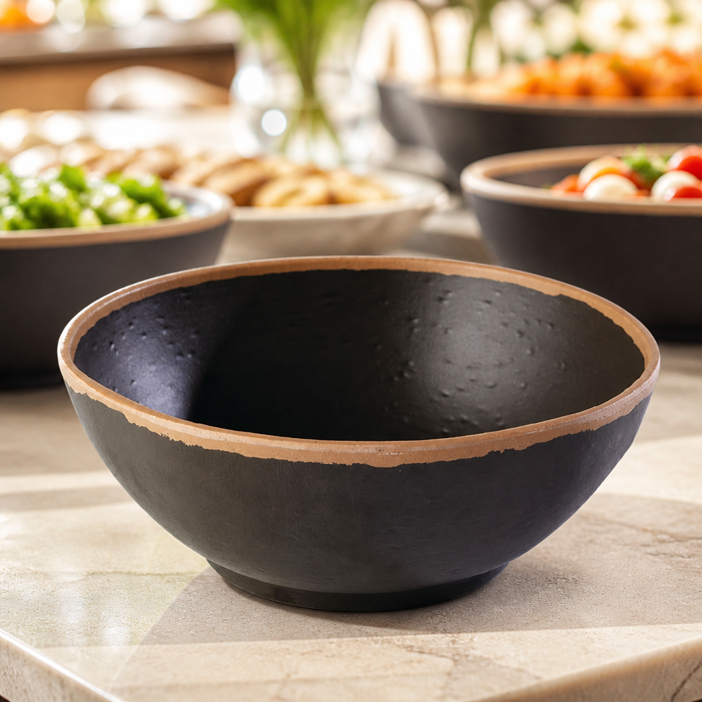 210mm dark brown melamine commercial serving bowl