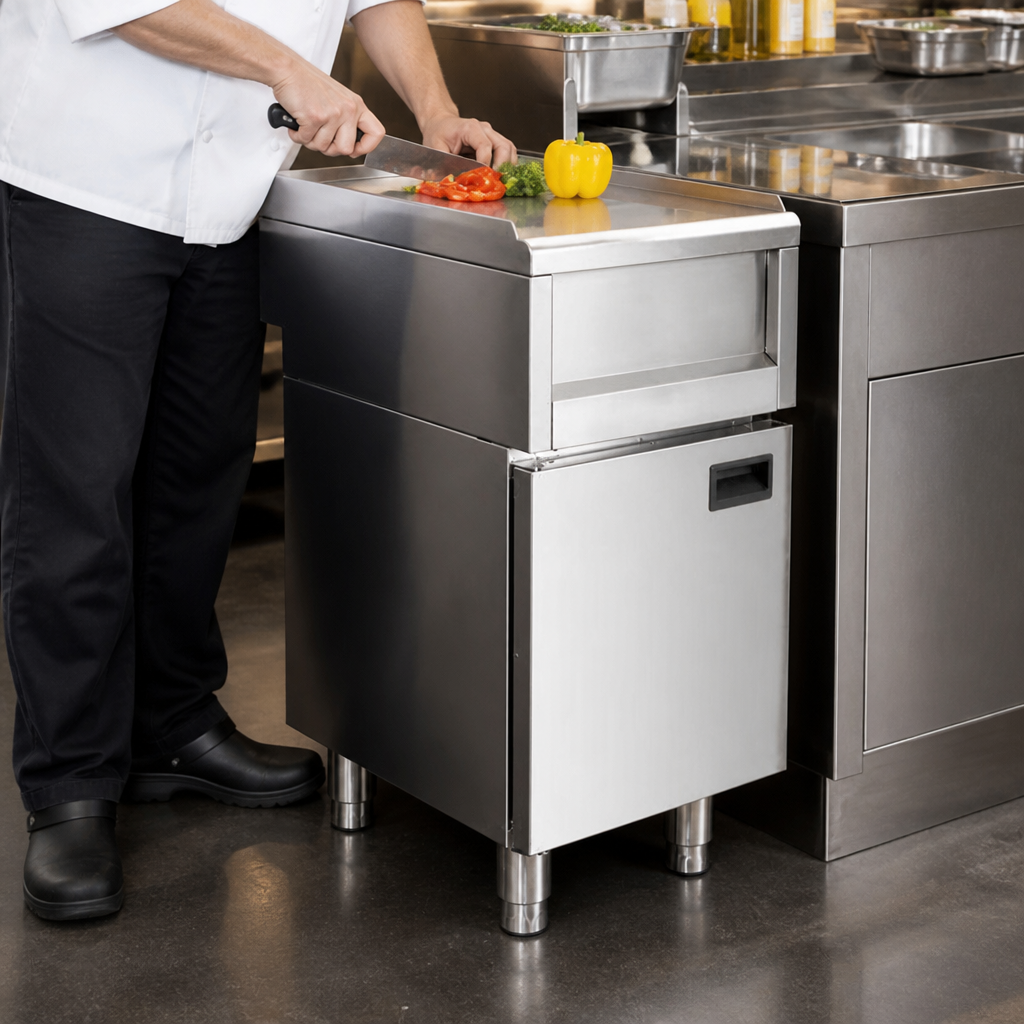 Commercial Stainless Steel Prep Counter 400mm with Cupboard
