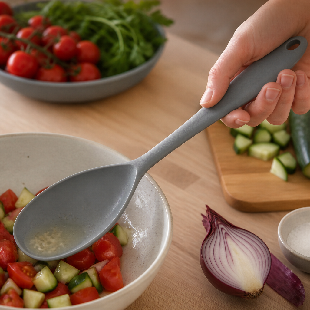 High Heat Silicone Cooking Spoon 275mm Grey for commercial use