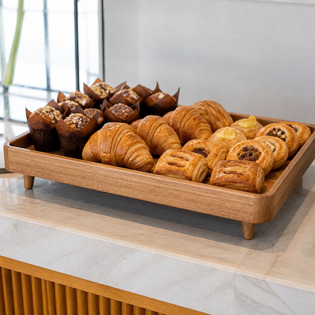 Commercial Acacia Standing Tray 1/1GN made from FSC certified wood