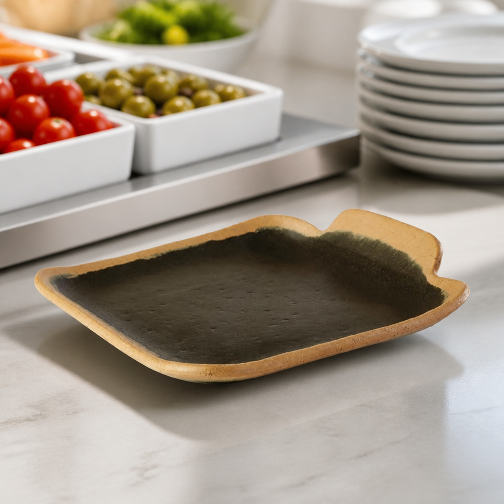 140mm Square Commercial Platter Dark Brown Aluminium