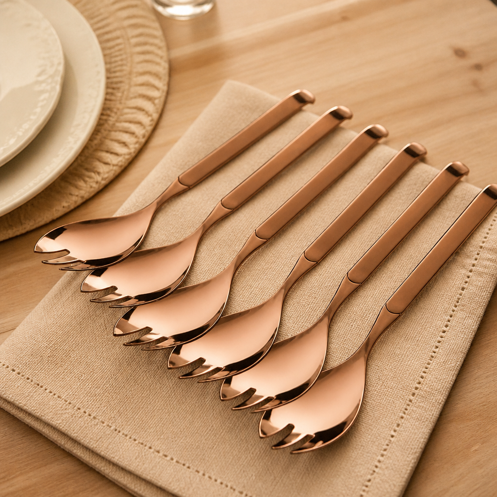 Large Salad Forks Copper Finish 6 Pack Catering Cutlery