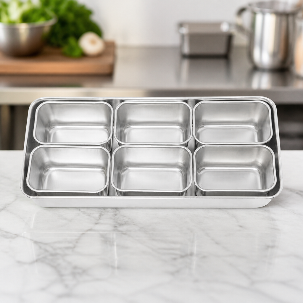 Commercial Stainless Steel Condiment Holder with 6 Inserts