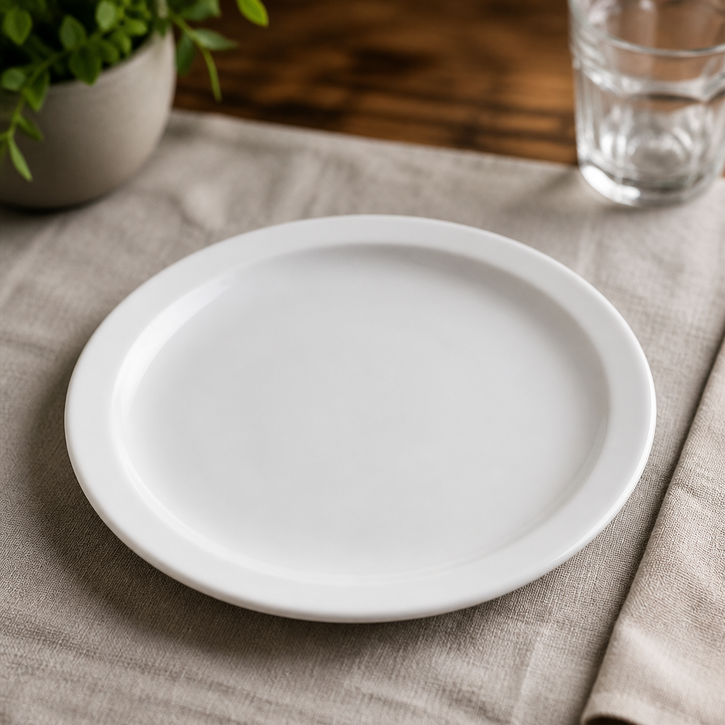 Commercial Narrow Rimmed Whiteware Plates 230mm 12 Pack