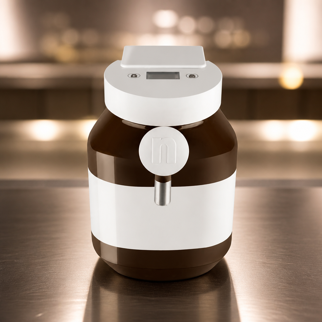 Commercial heated chocolate dispenser with electronic pump