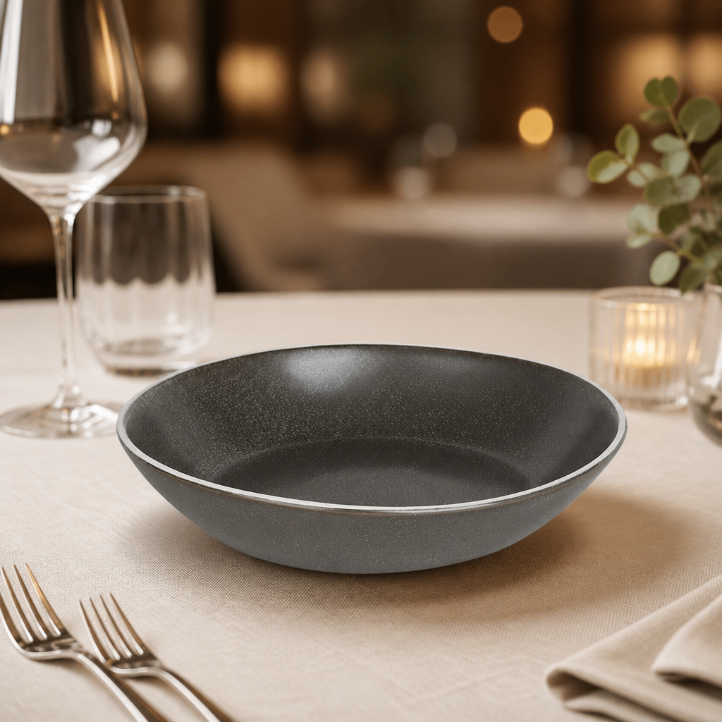 Charcoal Chia Coupe Bowls 220mm - 4 Pack Porcelain Catering