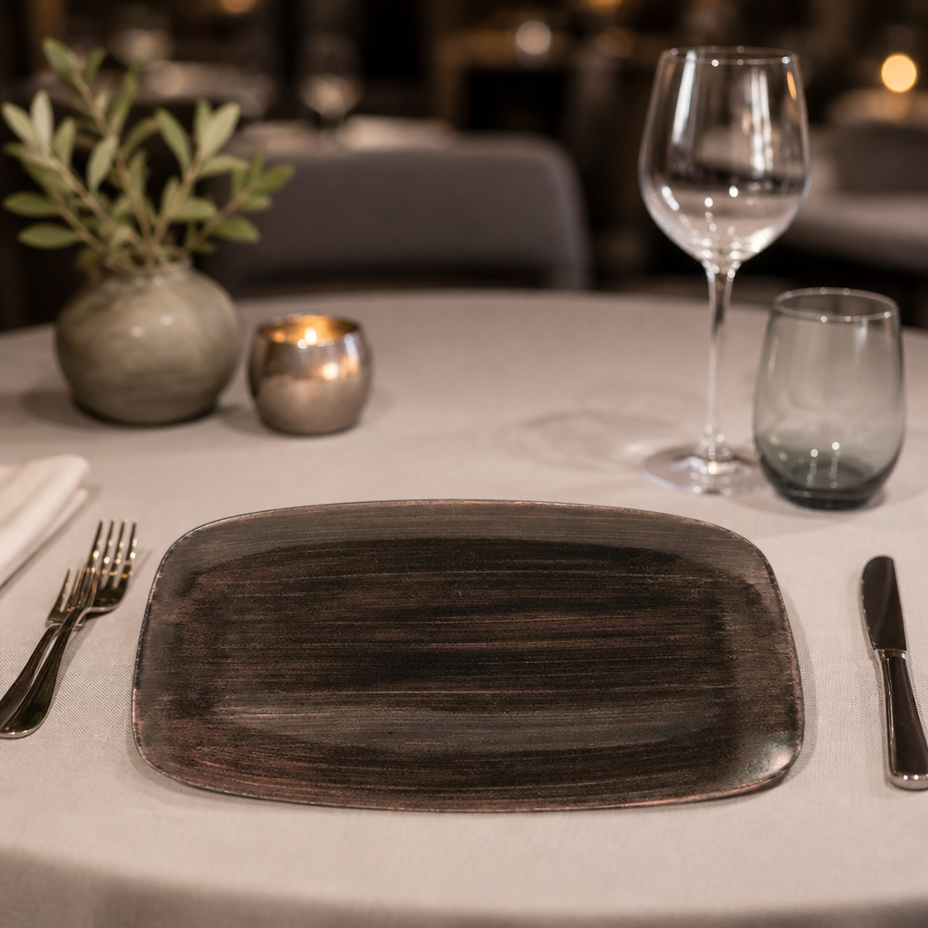 Commercial Oblong Plates 343x235mm in Iron Black, 6 Pack