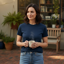 Professional Ladies Crewneck T-Shirt in Navy - 100% Cotton with Durable Stitching and Flattering Fit