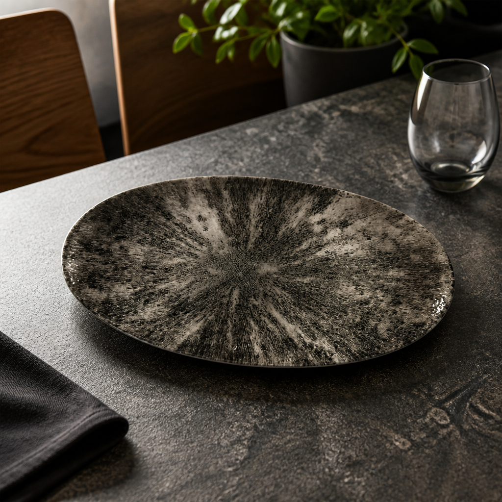 Commercial Chefs Plates Quartz Black 347 x 173mm 6 Pack