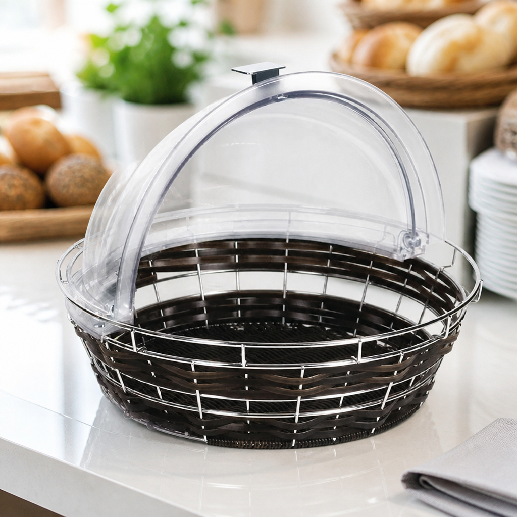 16" Round Polyrattan Basket with Frame for Display