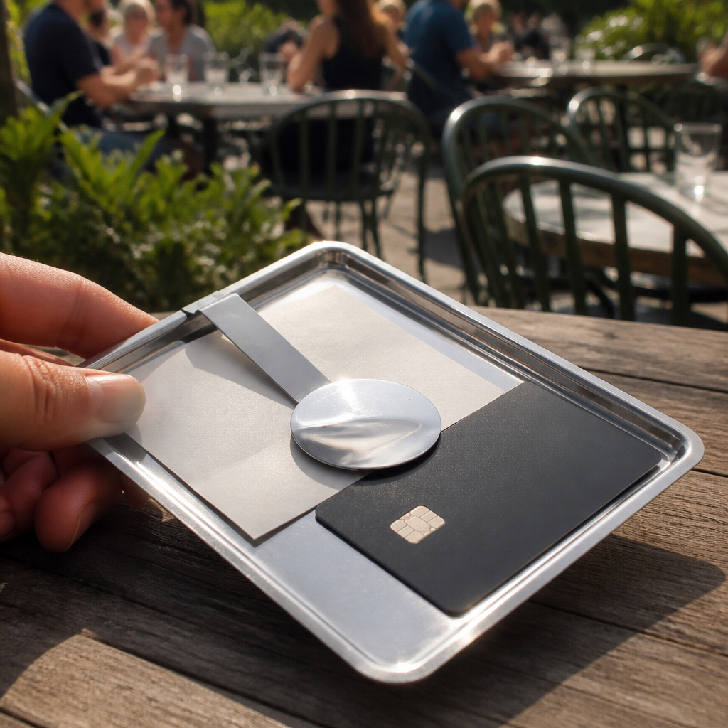 Commercial Stainless Steel Bill Presenter Tray with Clip 10x18cm