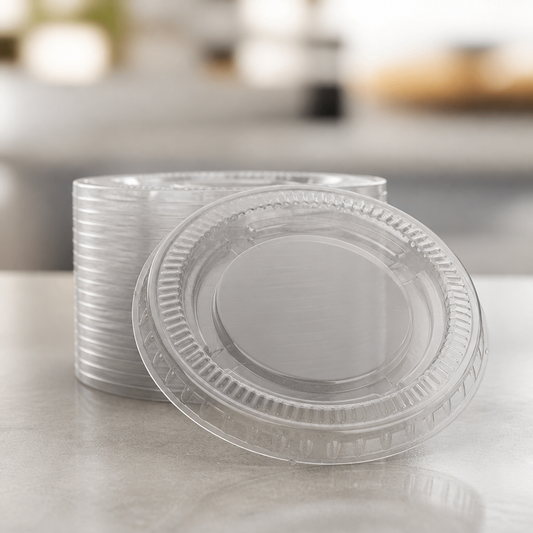 Recyclable PET Lids for Portion Pots 1000 Pack Clear