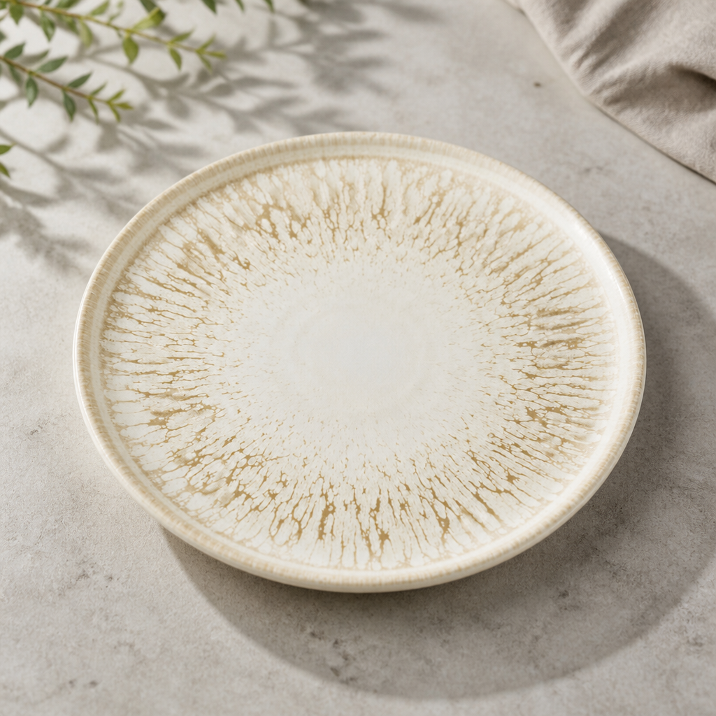 Natural inked walled plates 210mm microwave safe 6 pack