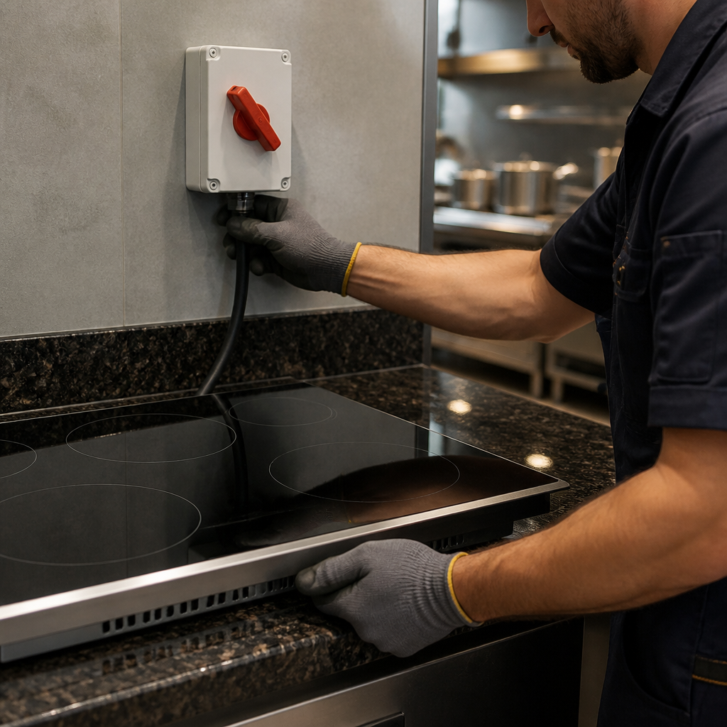 Countertop induction hob installation service for commercial use