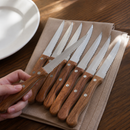 Commercial Steak Knives 113mm Acacia Handles 12 Pack