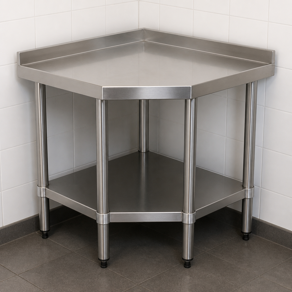 600mm Commercial Stainless Steel Corner Table with Undershelf