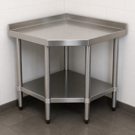 600mm Commercial Stainless Steel Corner Table with Undershelf