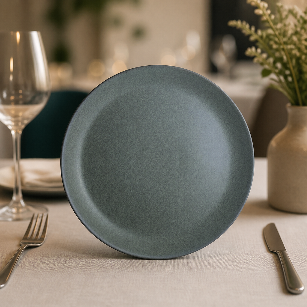 Commercial teal coupe plates 270mm, 24 pack vitrified stoneware