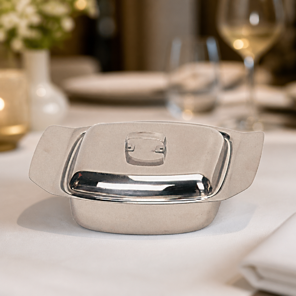 Commercial stainless steel butter dish with lid 227ml
