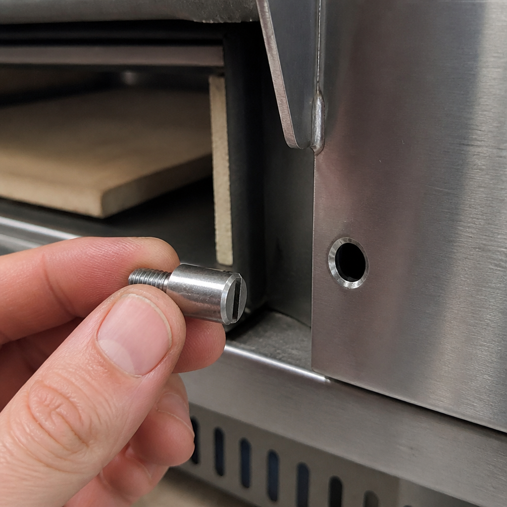 Stainless steel replacement door screw for commercial pizza ovens