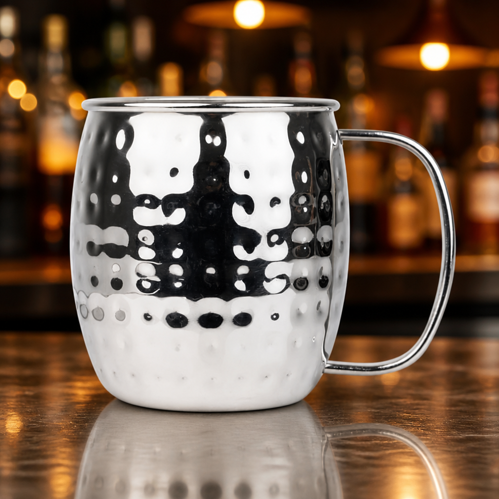 Commercial Hammered Stainless Steel Mug 440ml