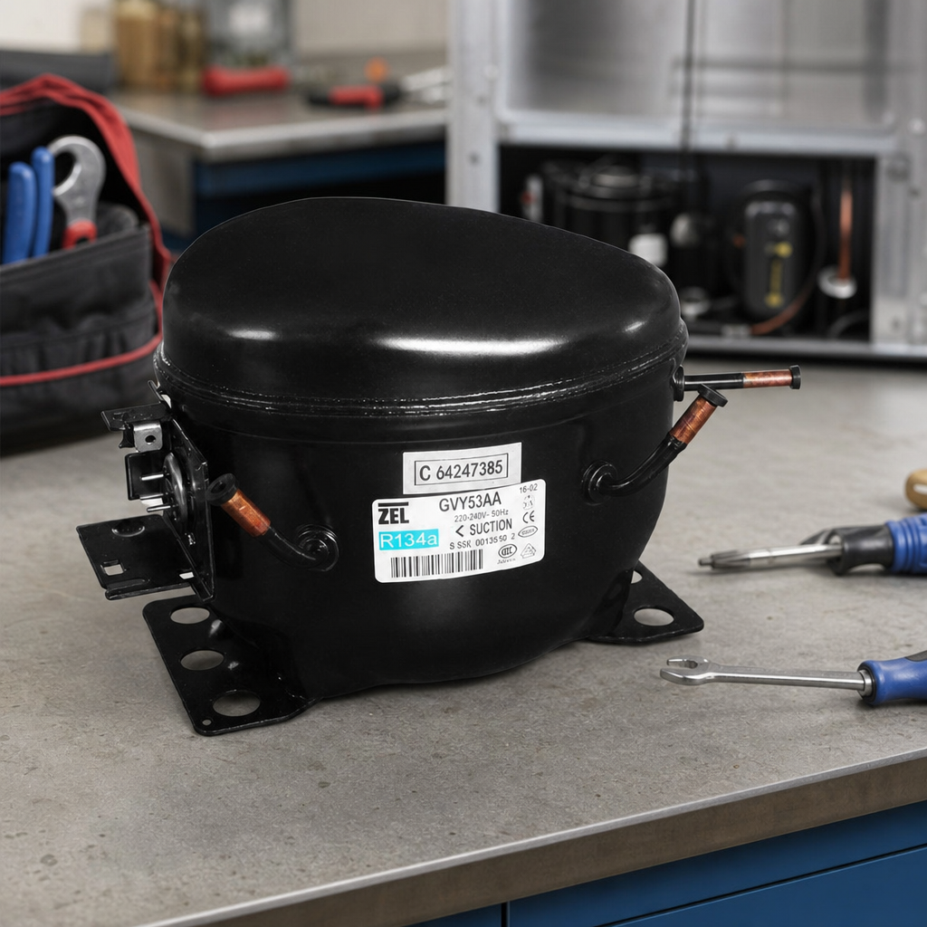 Under counter freezer compressor for commercial kitchens