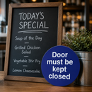 Commercial Kitchen Door Must Be Kept Closed Sign 100mm Square