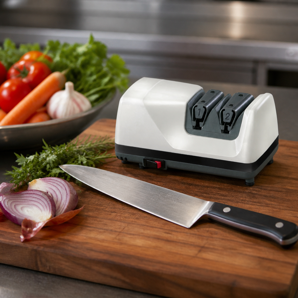 Commercial Two Stage Knife Sharpener for Straight Edge Blades