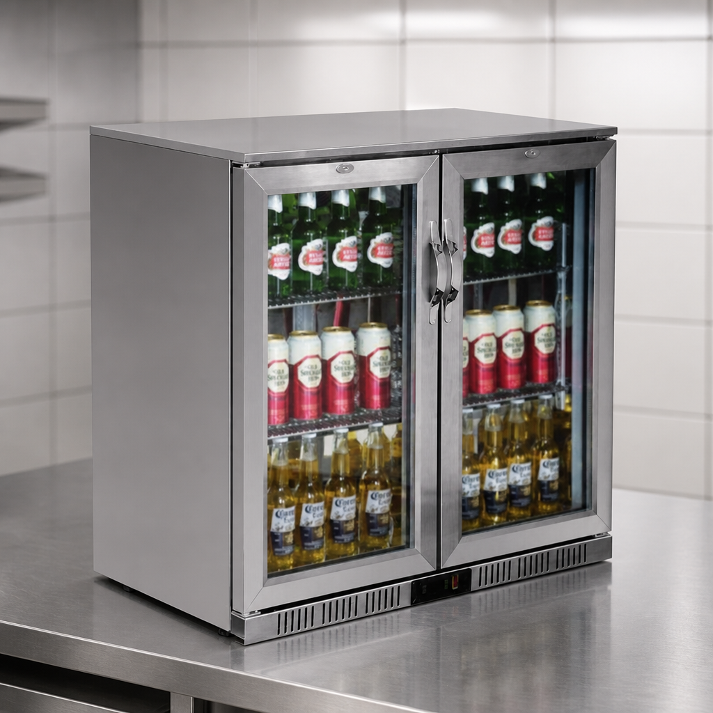 Commercial Back Bar Cooler 208Ltr Stainless Steel Beer Fridge
