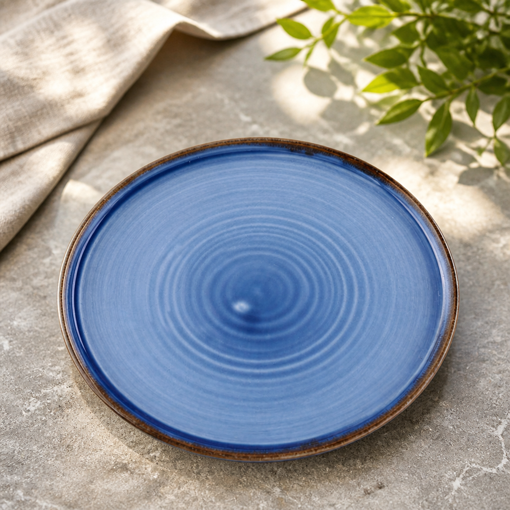 Indigo walled plates 260mm, microwave and dishwasher safe, 6 pack