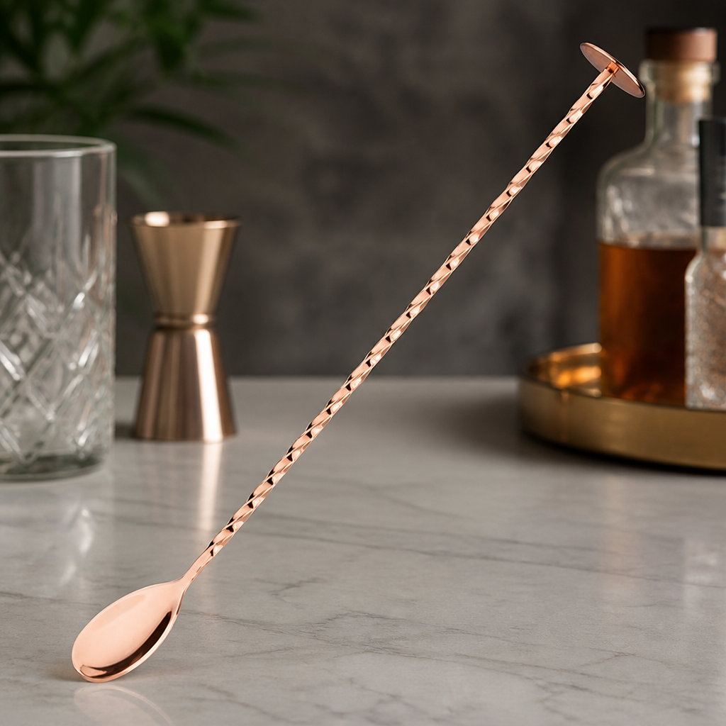 Cocktail Mixing Spoon 270mm Copper Utensil for Mixology