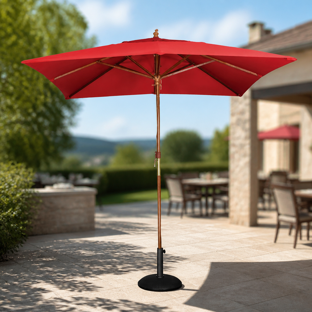 Commercial 2.5m Square Parasol in Red for outdoor use